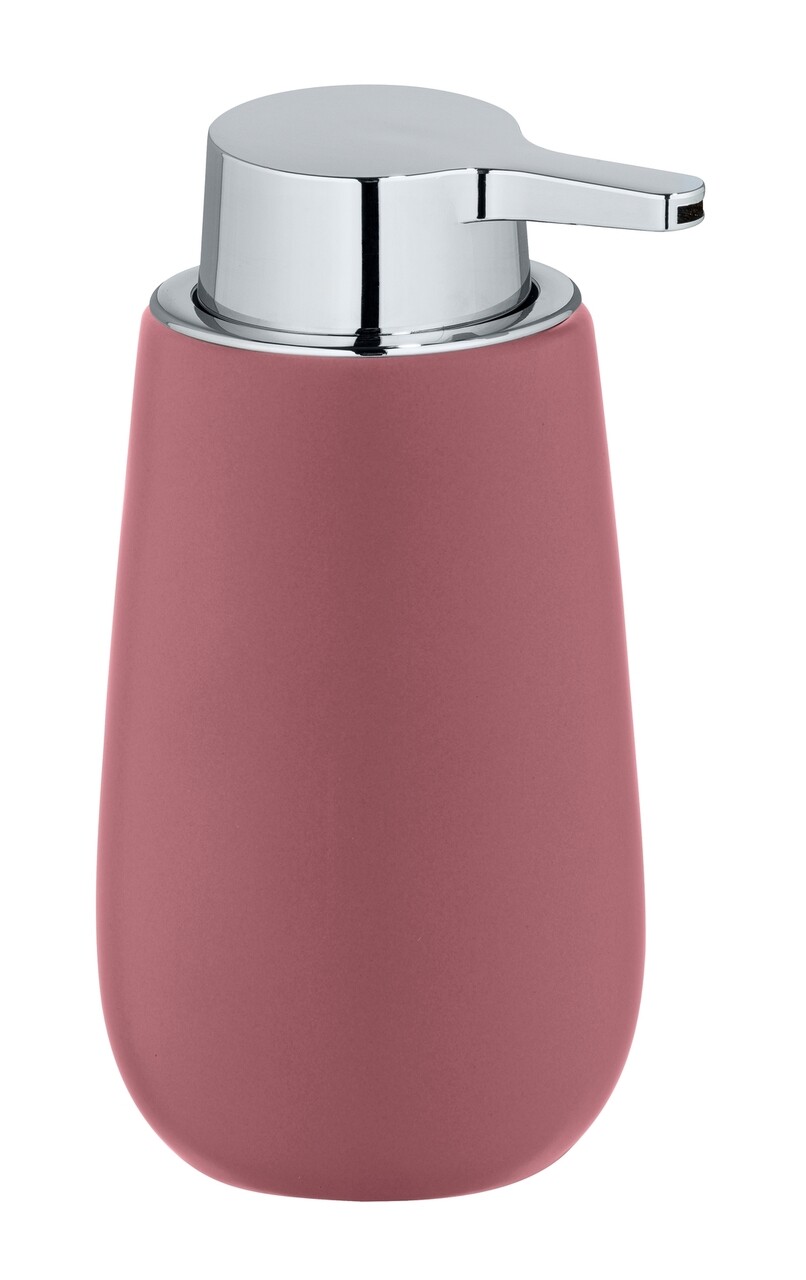Dozator sapun lichid, Wenko, Badi, 320 ml, ceramica, roz - imagine 4